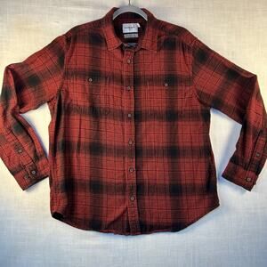 Goodfellow & Co., Men's Red & Black Plaid Button Flannel, Size L